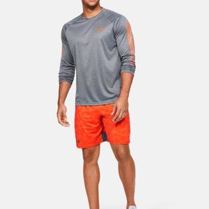 Under Armour HeatGear Stretch Train Tapout Shorts 351808-856 Ultra Orange / Gray
